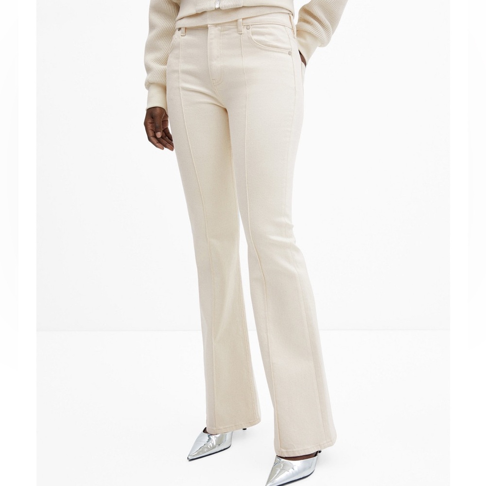 Mango Cream Flare Pants with Tailored Fit